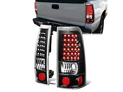 LED Tail Lights; Black Housing; Clear Lens (99-03 Sierra 1500 Fleetside)