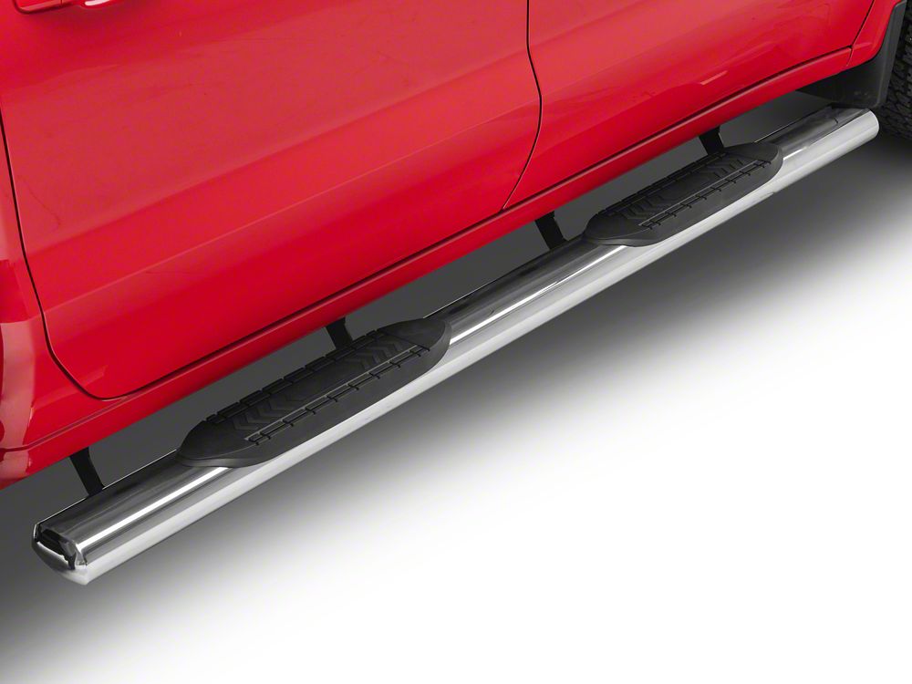 RedRock 6Inch Oval Straight End Side Step Bars; Stainless Steel (1924