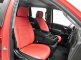 Kustom Interior Premium Artificial Leather Front Seat Covers; Black with All Red Front Face (19-26 Sierra 1500 Double Cab, Crew Cab w/ Bench Seat)