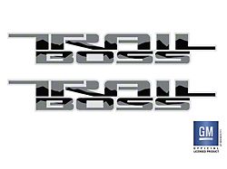 Emblems Plus Trail Boss Bedside Decals; Black/Silver (19-26 Silverado 1500 Trail Boss)