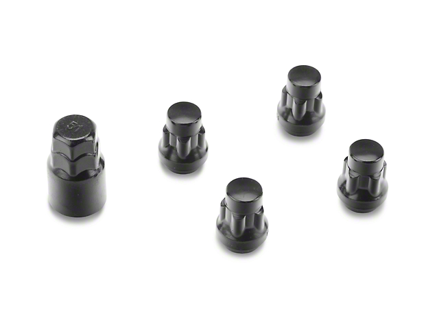 Locks with Key for Black Acorn Lug Nuts; 14mm x 1.5 (07-22 Sierra 1500)