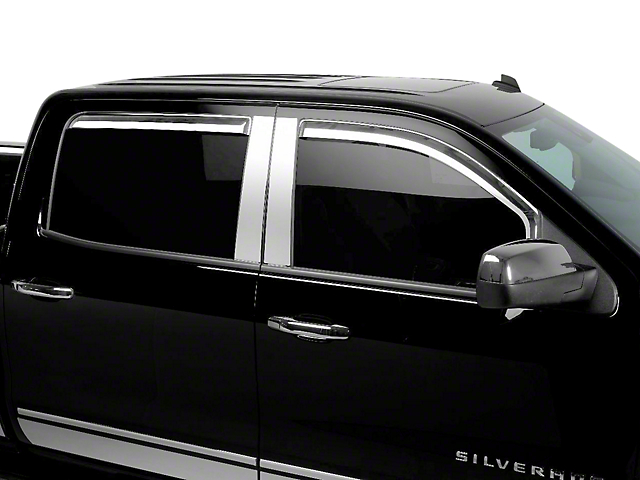 Putco Element Chrome Window Visors; Front and Rear (14-18 Sierra 1500 Double Cab, Crew Cab)