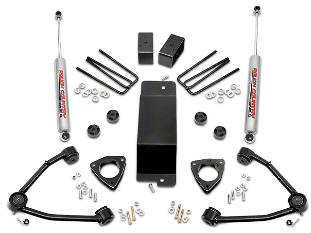 Rough Country 3.50-Inch Suspension Lift Kit with Upper Control Arms (07-16 4WD Sierra 1500 w/ Stock Cast Steel or Aluminum Control Arms, Excluding 14-16 Denali)