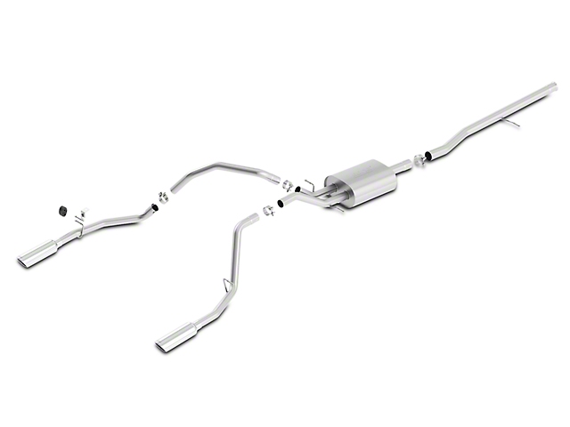 Borla Touring Dual Exhaust System with Polished Tips; Rear Exit (14-18 5.3L Sierra 1500)