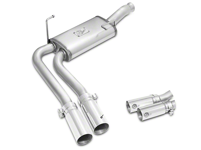 AFE Rebel Series 3 to 2.50-Inch Dual Exhaust System with Polished Tips; Middle Side Exit (09-13 4.8L Sierra 1500)