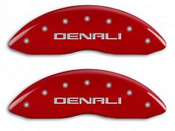 MGP Red Caliper Covers with DENALI Logo; Front and Rear (09-13 Sierra 1500)