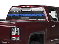 SEC10 Perforated Real Flag Rear Window Decal; Blue Line (07-23 Sierra 1500)
