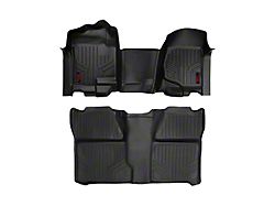 Rough Country Heavy Duty Front Over the Hump and Rear Floor Mats; Black (07-13 Sierra 1500 Crew Cab)