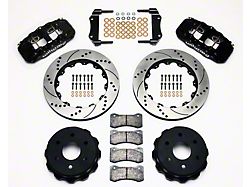 Wilwood AERO4 Rear Big Brake Kit with Drilled and Slotted Rotors; Black Calipers (99-18 Sierra 1500)