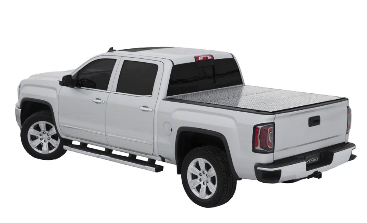 Lomax Sierra 1500 Professional Series Hard Tri Fold Tonneau Cover Diamond Plate B0020079 19 21 Sierra 1500 W Short Box