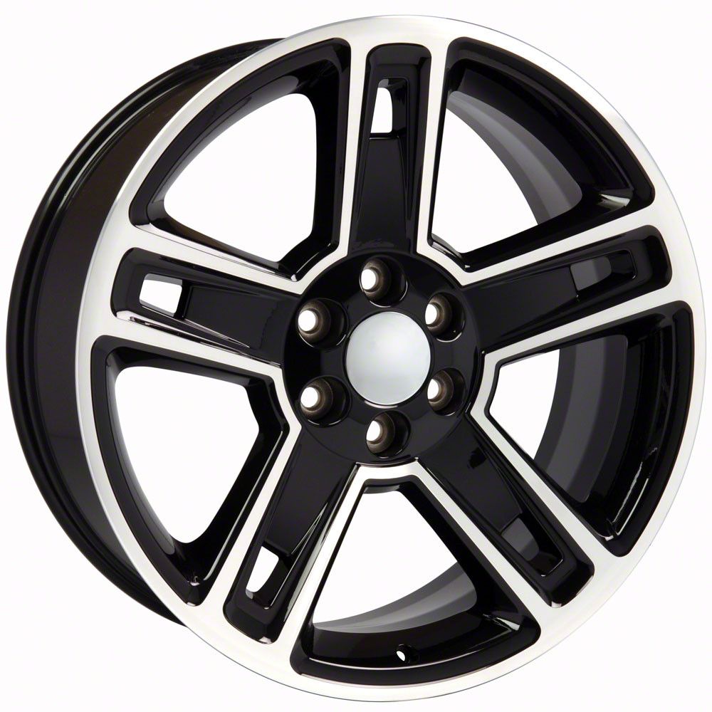 Silverado 1500 5Spoke Style Black Machined 6Lug Wheel; 22x9; 24mm Offset (1418 Silverado 1500)