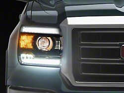 LED Light Strip Projector Headlights; Chrome Housing; Clear Lens (14-18 Sierra 1500 w/ Factory Halogen Headlights)