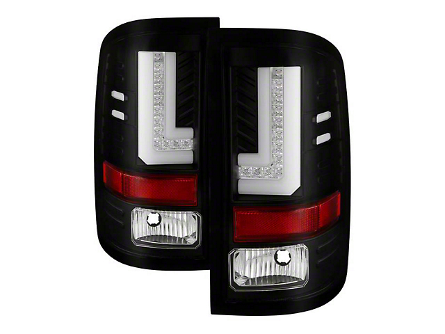 Light Bar LED Tail Lights; Black Housing; Clear Lens (16-19 Sierra 2500 HD SRW w/ Factory LED Tail Lights)