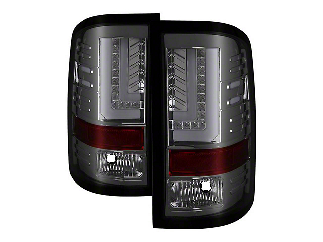 Light Bar LED Tail Lights; Black Housing; Smoked Lens (16-19 Sierra 2500 HD SRW w/ Factory LED Tail Lights)