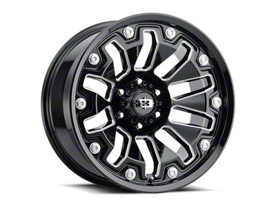 Vision Off-Road Armor Gloss Black Milled with Black Bolt Inserts 6-Lug Wheel; 18x9; -12mm Offset (05-15 Tacoma)