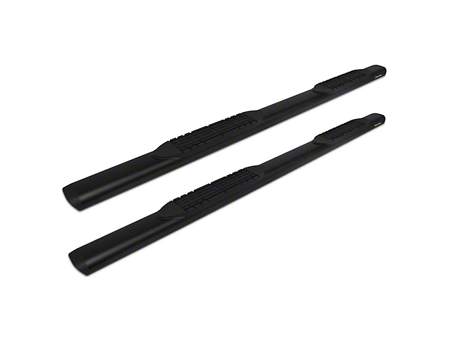 Raptor Series 5-Inch Slide Track Oval Running Boards; Black Textured (07-19 Silverado 2500 HD Extended/Double Cab)