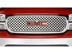 Putco Punch Design Upper Overlay Grille with Emblem Cutout; Polished (99-02 Sierra 1500)