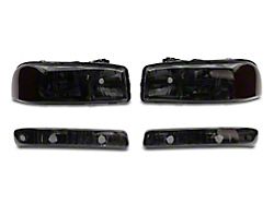 Axial OEM Style Crystal Replacement Headlights; Chrome Housing; Smoked Lens (99-06 Sierra 1500)