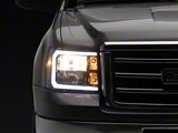 Raxiom Axial Series Headlights with LED Bar; Black Housing; Clear Lens (07-13 Sierra 1500)
