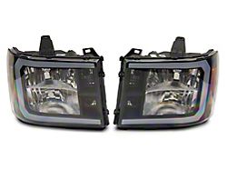 Axial Headlights with LED Bar; Black Housing; Clear Lens (07-13 Sierra 1500)