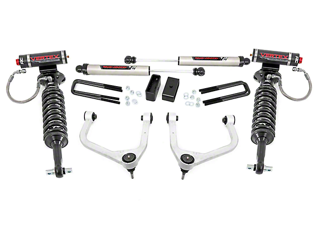 Rough Country 3.50-Inch Forged Upper Control Arm Suspension Lift Kit with Vertex Adjustable Coil-Overs and V2 Monotube Shocks (19-23 Sierra 1500 w/ 5.80-Foot Short Box, Excluding AT4 & Denali)