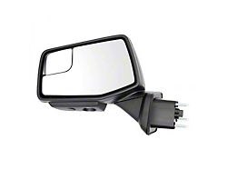 Powered Heated Memory Power Folding Mirror with Puddle Light and Spotter Glass; Textured Black; Driver Side (19-23 Sierra 1500)
