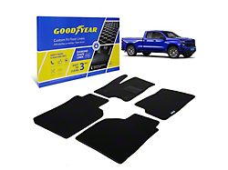 Goodyear Custom Fit Front and Rear Floor Liners; Black (19-22 Sierra 1500 Double Cab)