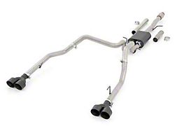 Rough Country Dual Exhaust System with Black Tips; Rear Exit (19-22 5.3L Sierra 1500 w/ Factory Dual Exhaust)