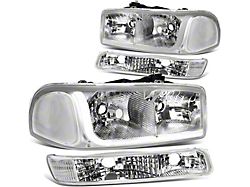 LED DRL Headights with Clear Corners; Chrome Housing; Clear Lens (99-06 Sierra 1500)