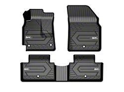 3W All Weather Front and Rear Floor Liners; Black (19-23 Sierra 1500 Crew Cab w/ Front Bucket Seats)
