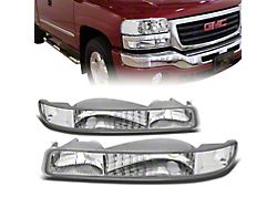 Turn Signal Bumper Lights with Clear Corners; Chrome (99-06 Sierra 1500, Excluding C3 & Denali)