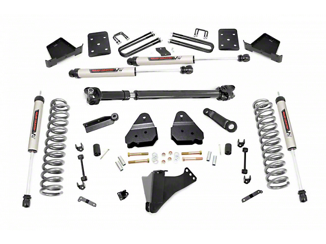 Rough Country 6-Inch Suspension Lift Kit with V2 Monotube Shocks and Front Driveshaft (17-22 4WD 6.7L Powerstroke F-350 Super Duty SRW w/ 3.50-Inch Rear Axle & w/o Factory Overload Springs)