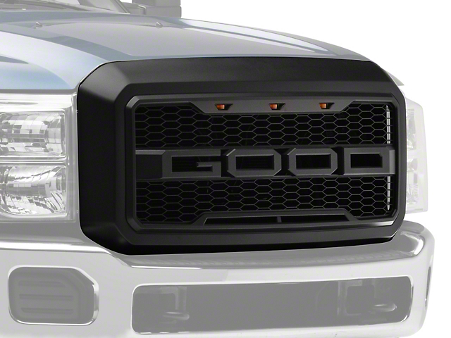 Raptor Style Upper Replacement Grille with Good Letters; Dark Charcoal (11-16 F-350 Super Duty)