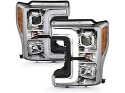 Axial LED DRL Projector Headlights; Chrome Housing; Clear Lens (17-19 F-250/F-350 Super Duty w/ Factory Halogen Headlights)