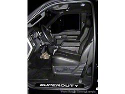 Billet Front Door Sill Plates with SuperDuty Logo; Black Finish with Blue Illumination (11-16 F-250/F-350 Super Duty)