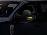 Powered Heated Manual Extendable Towing Mirrors with Clear Turn Signals; Black (17-19 F-250 Super Duty)