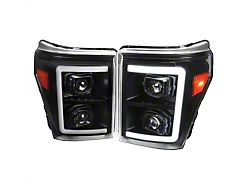 Switchback Sequential LED C-Bar Projector Headlights; Matte Black Housing; Clear Lens (11-16 F-250 Super Duty)
