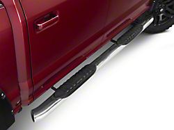 Barricade 5-Inch Oval 60 Degree Bent End Side Step Bars; Stainless Steel (17-22 F-250 Super Duty SuperCrew)