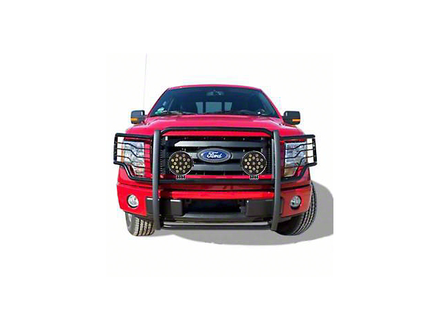 Grille Guard with 7-Inch Round LED Lights; Black (11-16 F-350 Super Duty)