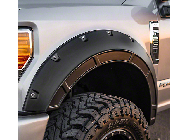 Rough Country Defender Fender Flares; OE Black (17-22 F-250 Super Duty)