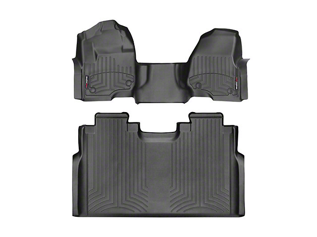 Weathertech DigitalFit Front Over the Hump and Rear Floor Liners; Black (17-22 F-250 Super Duty SuperCrew w/ Front Bench Seat & w/o Rear Underseat Storage)