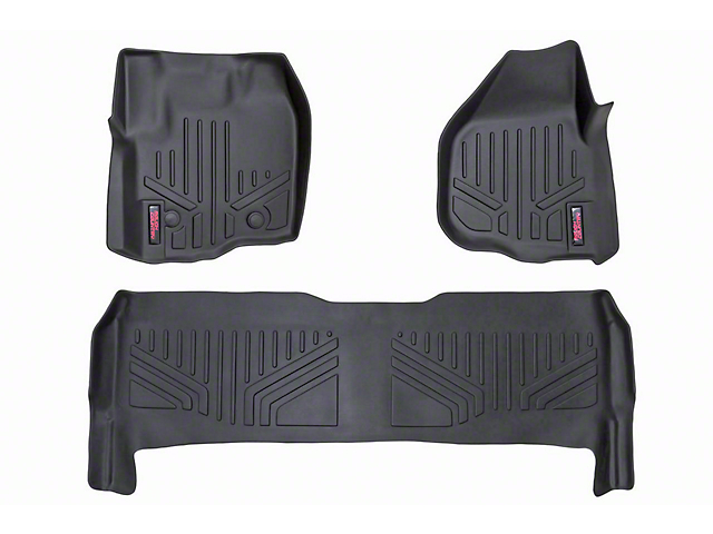 Rough Country Heavy Duty Raised Pedal Front and Rear Floor Mats; Black (12-16 F-350 Super Duty SuperCrew)
