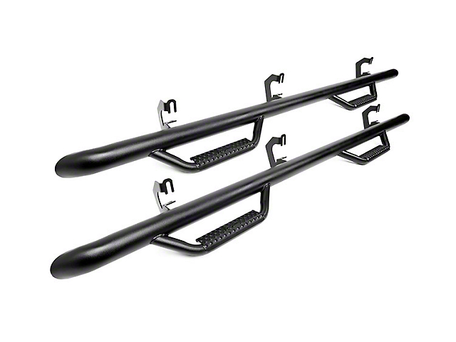 Rough Country Cab Length Nerf Side Step Bars; Black (11-16 F-350 Super Duty SuperCab)