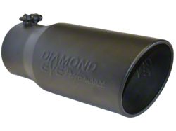 6-Inch Rolled Angle Exhaust Tip; Black (Fits 5-Inch Tail Pipe)