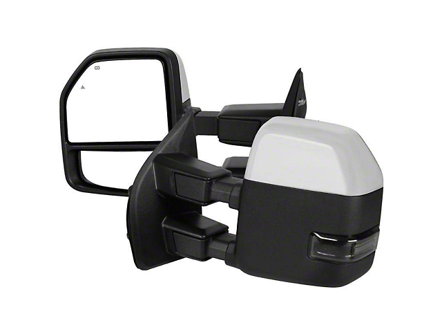 Powered Heated Towing Mirrors with Smoked Turn Signals; Chrome (17-22 F-250 Super Duty)
