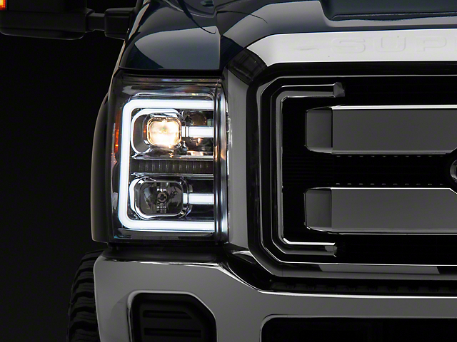 Raxiom LED Projector Headlights with Switchback Turn Signals; Chrome Housing; Clear Lens (11-16 F-250 Super Duty)