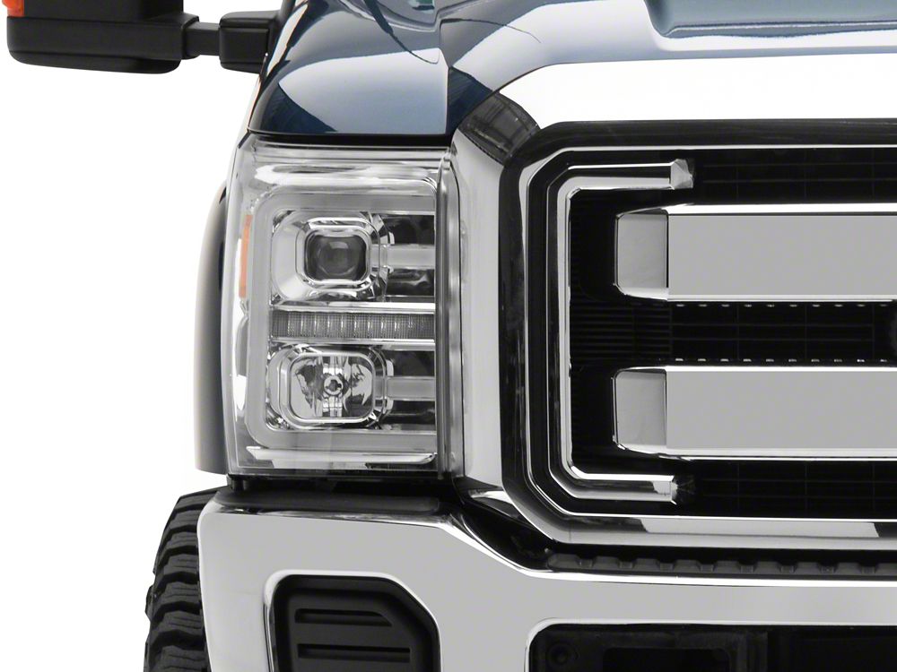 Raxiom LED Projector Headlights with Switchback Turn Signals Chrome Housing Clear Lens 11 16 F 250 Super Duty Raxiom