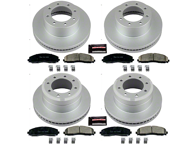 PowerStop Z17 Evolution Plus 8-Lug Brake Rotor and Pad Kit; Front and Rear (13-22 4WD F-350 Super Duty SRW)