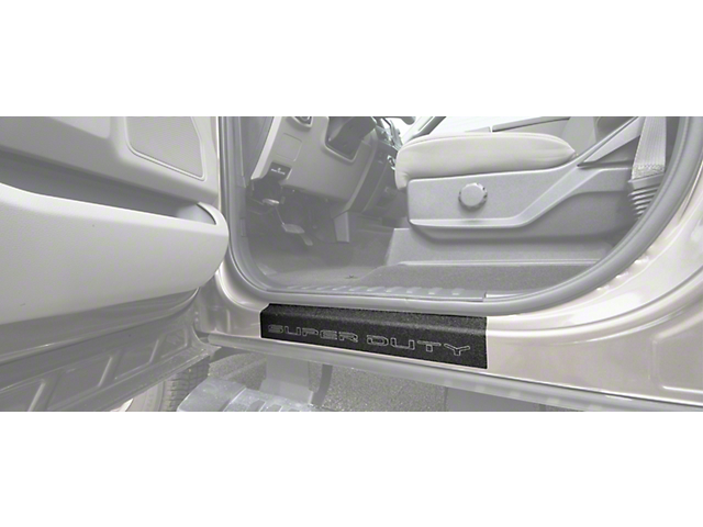 Front Door Sill Protection with Super Duty Logo; TUF-LINER Black; Black and Gray (17-22 F-350 Super Duty)