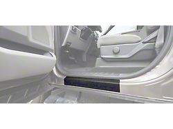 Front Door Sill Protection with Super Duty Logo; TUF-LINER Black; Black and Blue (17-22 F-250/F-350 Super Duty)